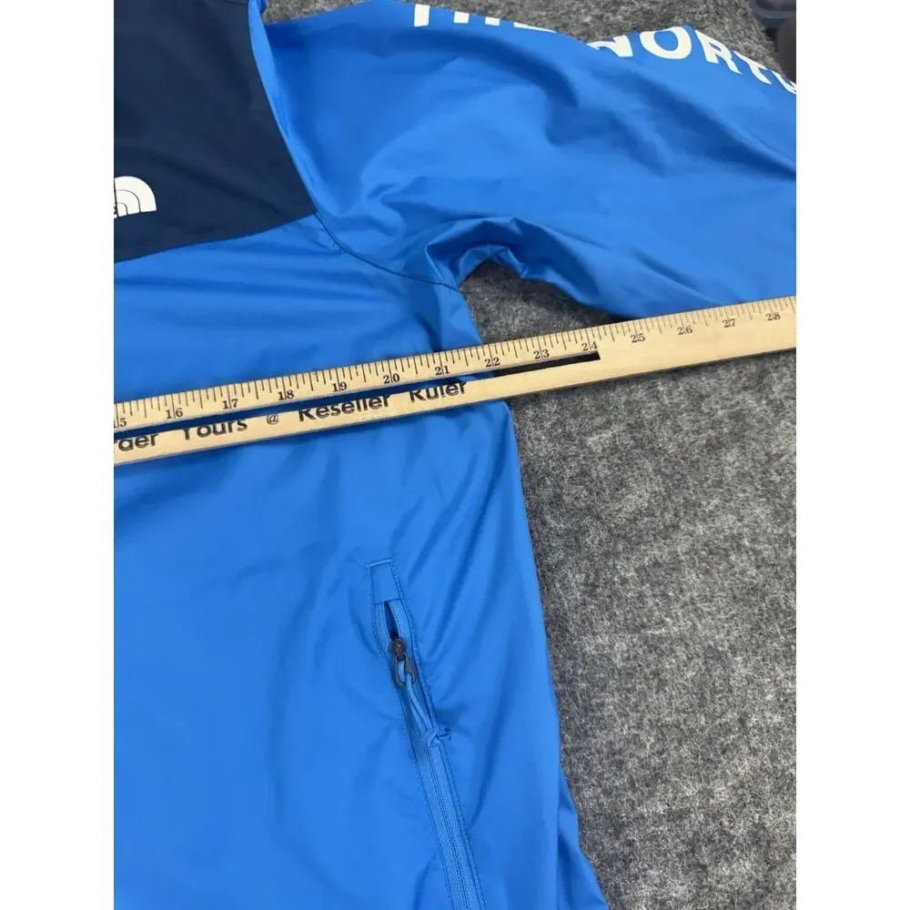 The North Face Jacket Mens Medium Windwall Windbreaker Blue Logo Hooded N157
